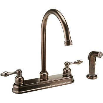 Hardware House 122672 Bismark Design Two-Handle Kitchen Faucet, Classic Bronze Finish w/Spray