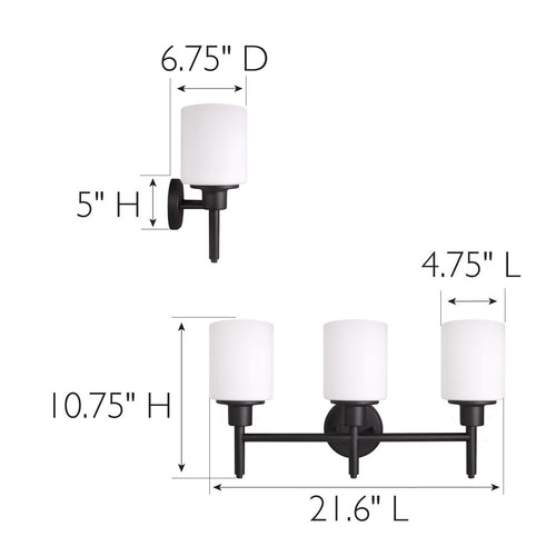 Design House Aubrey 3-Light Vanity Light Matte Black