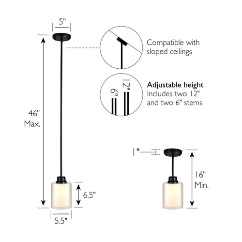 Design House Oslo 1-Light Mini Pendant, Matte Black