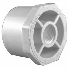 Pipe Reducer Bushing, Spigot x Thread, White, 1.5 x 1-In.