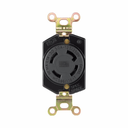 Eaton Cooper Wiring Locking Receptacle 30A, 125/250V Black