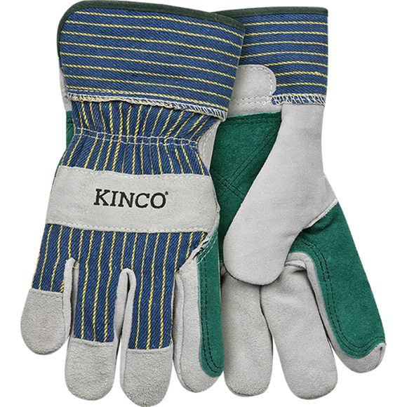 Kinco Suede Cowhide With Double-Palm & Safety Cuff